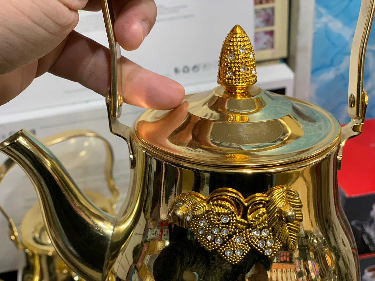 DUBAIZONES™ 3 Pieces Tea Kettles golden