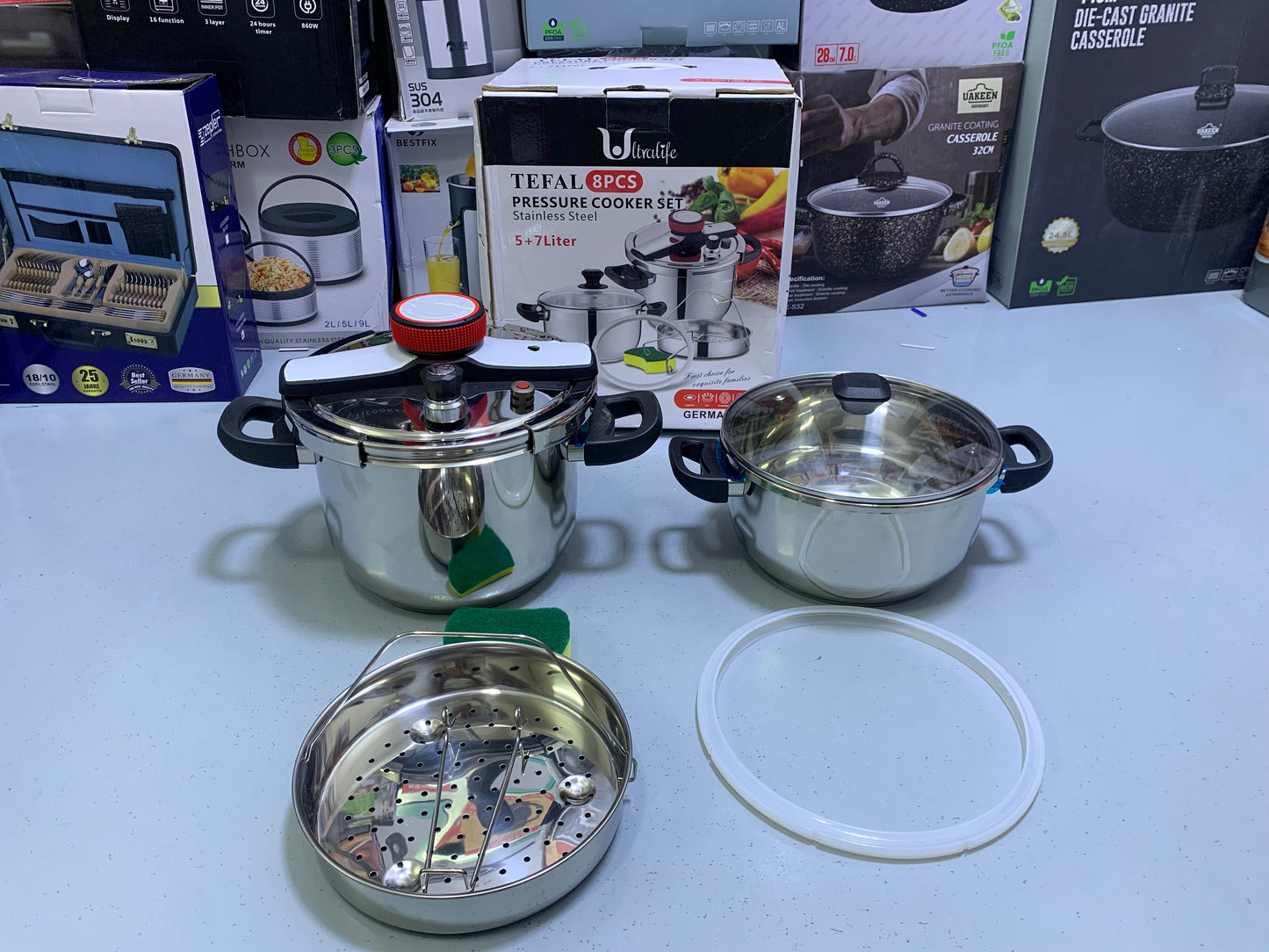 TEFAL 3 in 1 Pressure Cooker 5L and 7L Stainless Steel 18/10