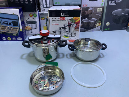 TEFAL 3 in 1 Pressure Cooker 5L and 7L Stainless Steel 18/10