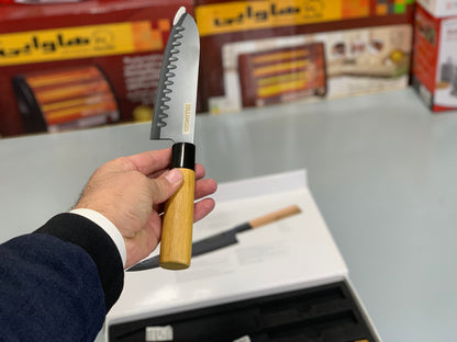 DUBAIZONES™ Bamboo Handles Kitchen Knife Set 4 Pieces