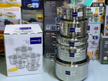 Turkey 🇹🇷 Brand Korkmaz Cookware Set 10 Pieces Stainless Steel Astra Tencere Seti 18/10 Cri-Ni
