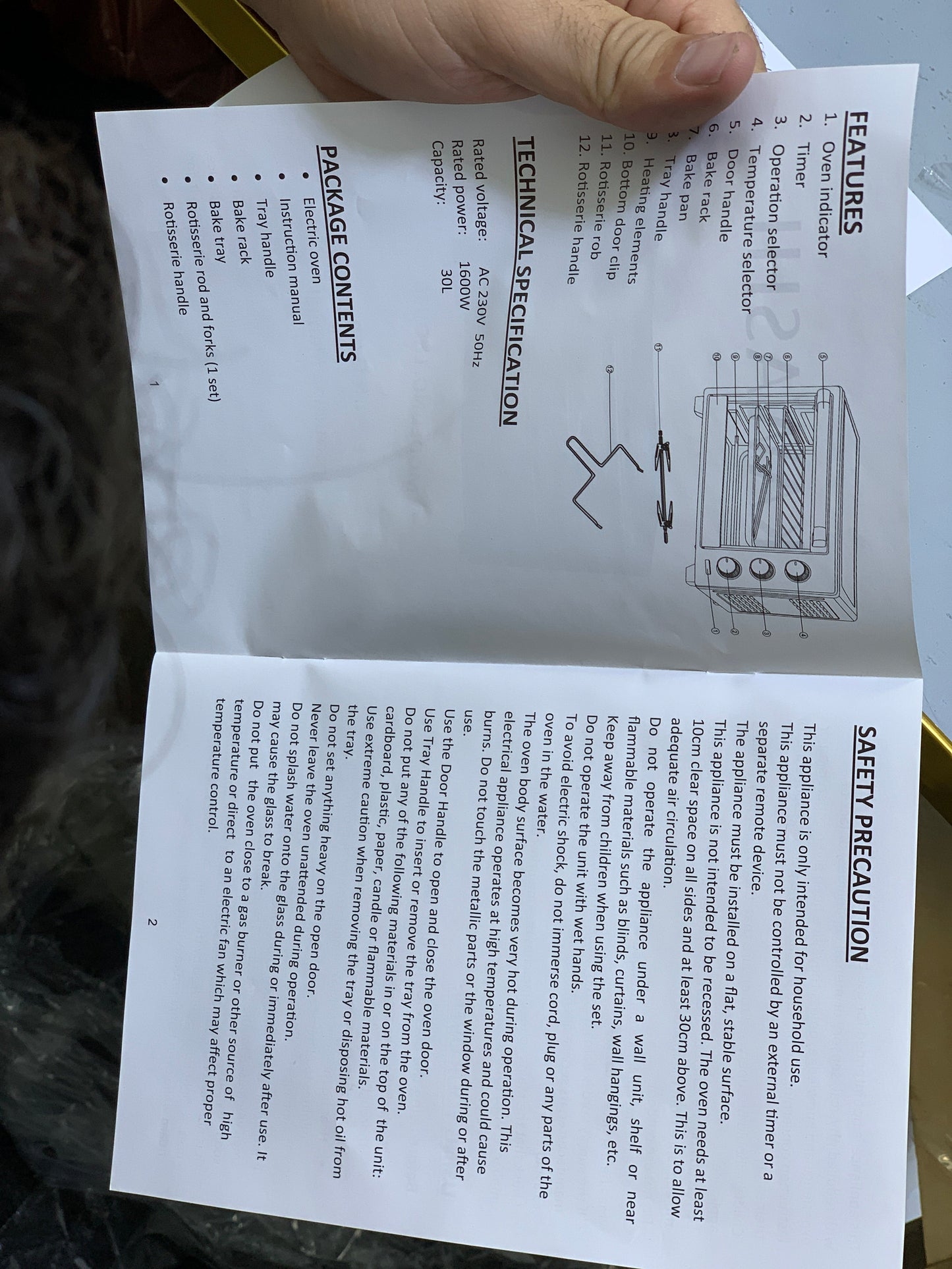 Kawashi Electric Oven – 30L Capacity | 1600W | Rotisserie Function & 6 Heating Stages