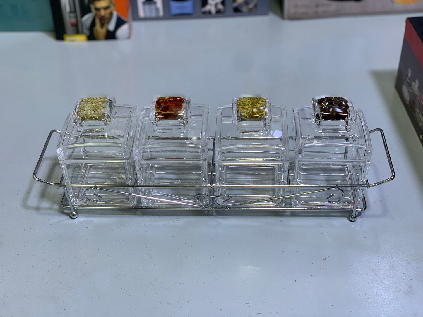 4 Pieces Kitchen Storage Organizer , Spice seasoning 🧂 Tanks , Airtight Kitchen Containers