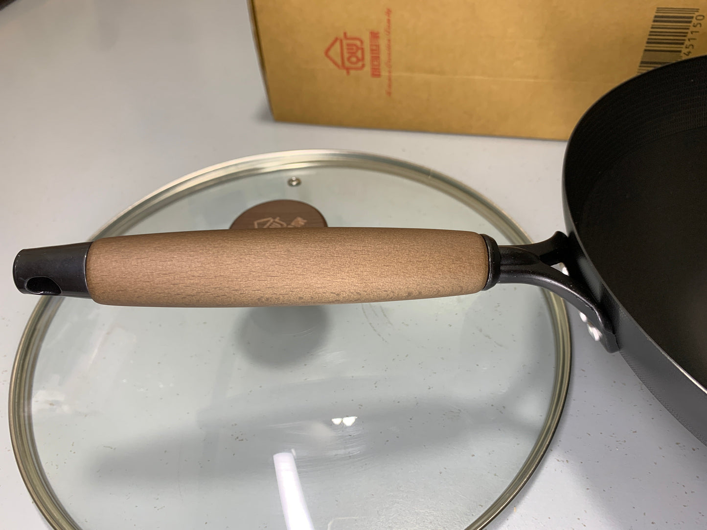 DUBAIZONES™ Dotted Pattern Laser Coating Deep Frying with Wooden Handle