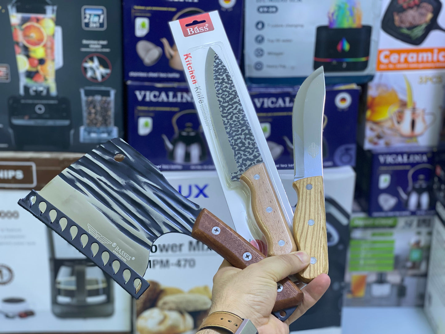3 in 1 Bass chief Cleaver and 2 Knives