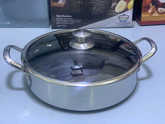 Laser coating shallow casserole 32cm and 34cm Jumbo sizes