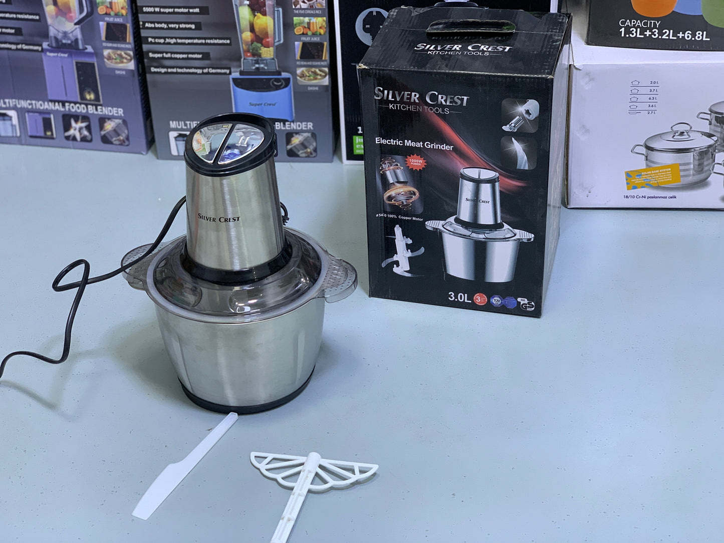 Silver Crest Meat Chopper – 3L Capacity | 1000W Powerful Motor | Stainless Steel Build