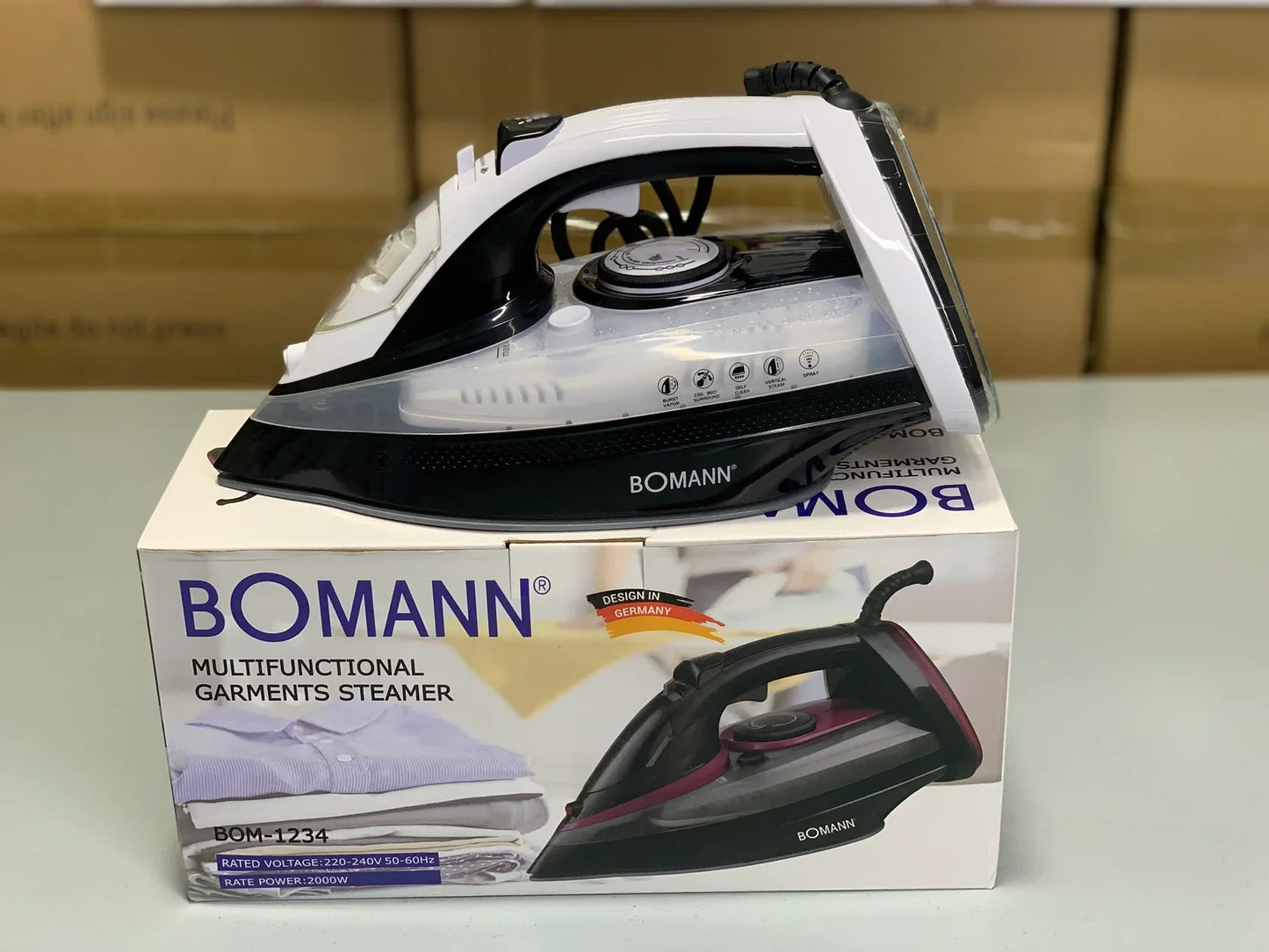 DUBAIZONES™ imported BOMANN Steam Iron – 2000W, 1-Year Warranty (made in germany)