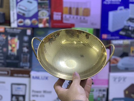 Mini Golden Serving Karahi honey comb pattern