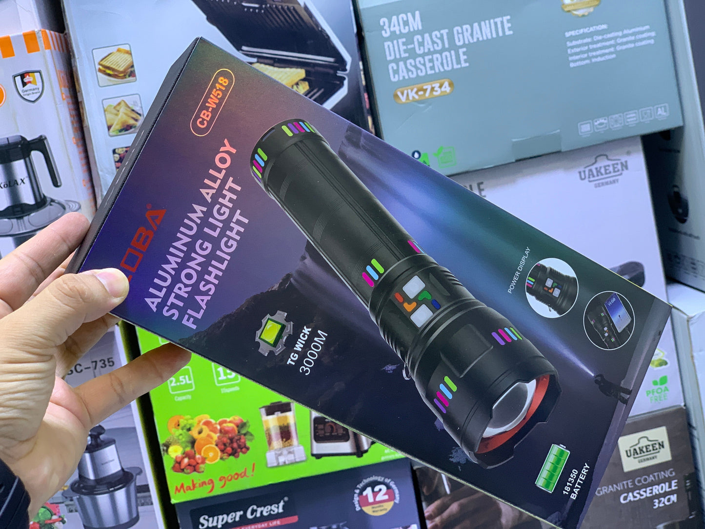 Coba Aluminum Allay Flashlight, Handheld Torch Model: CB-W518