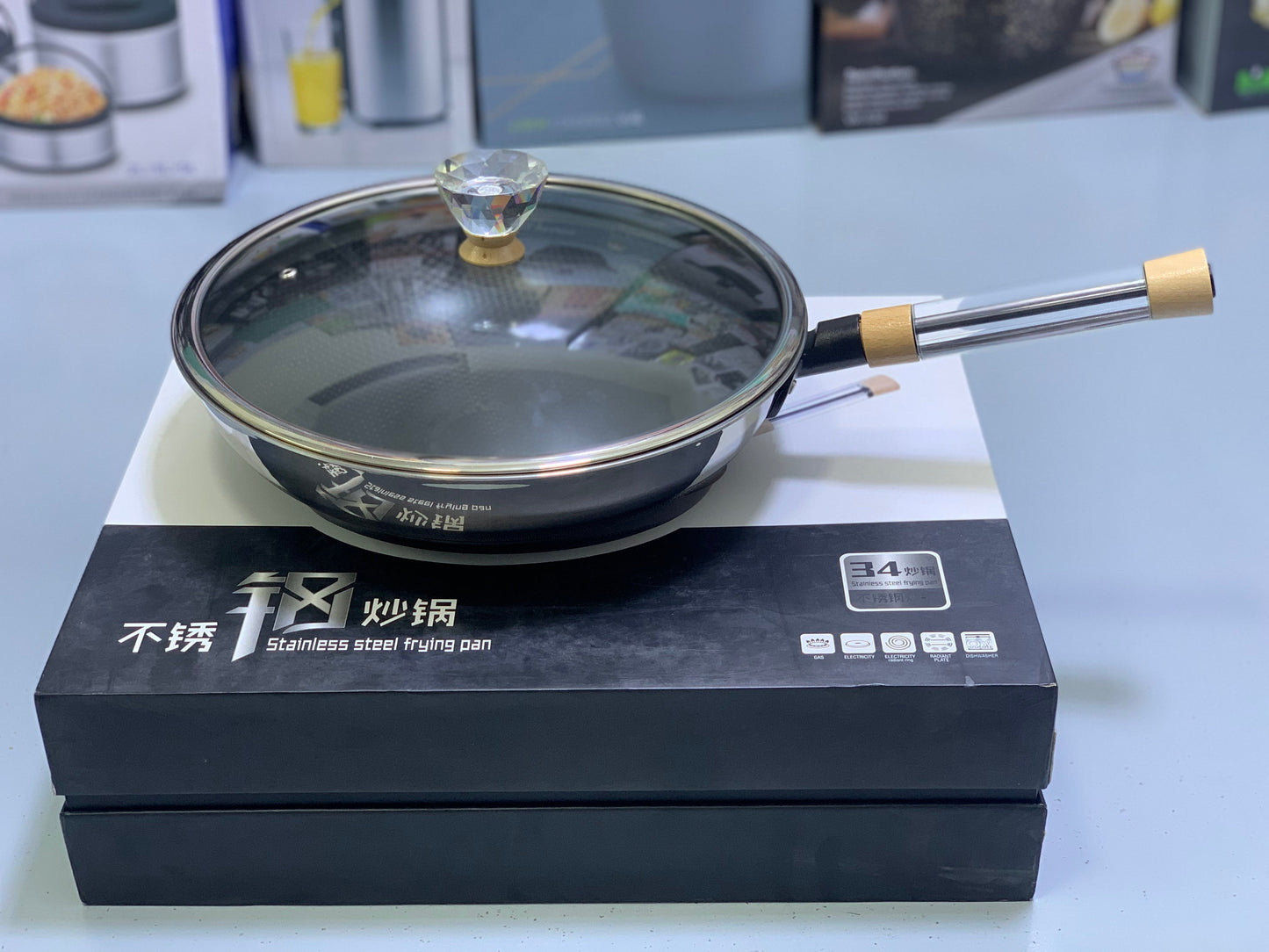 Imported leaser Coated frypan| Honeycomb pattern| Luxury style| size 32 cm