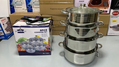 BERGHOME 8PCS Cookware Set | 8 Pieces Stainless Steel Cookware Set
