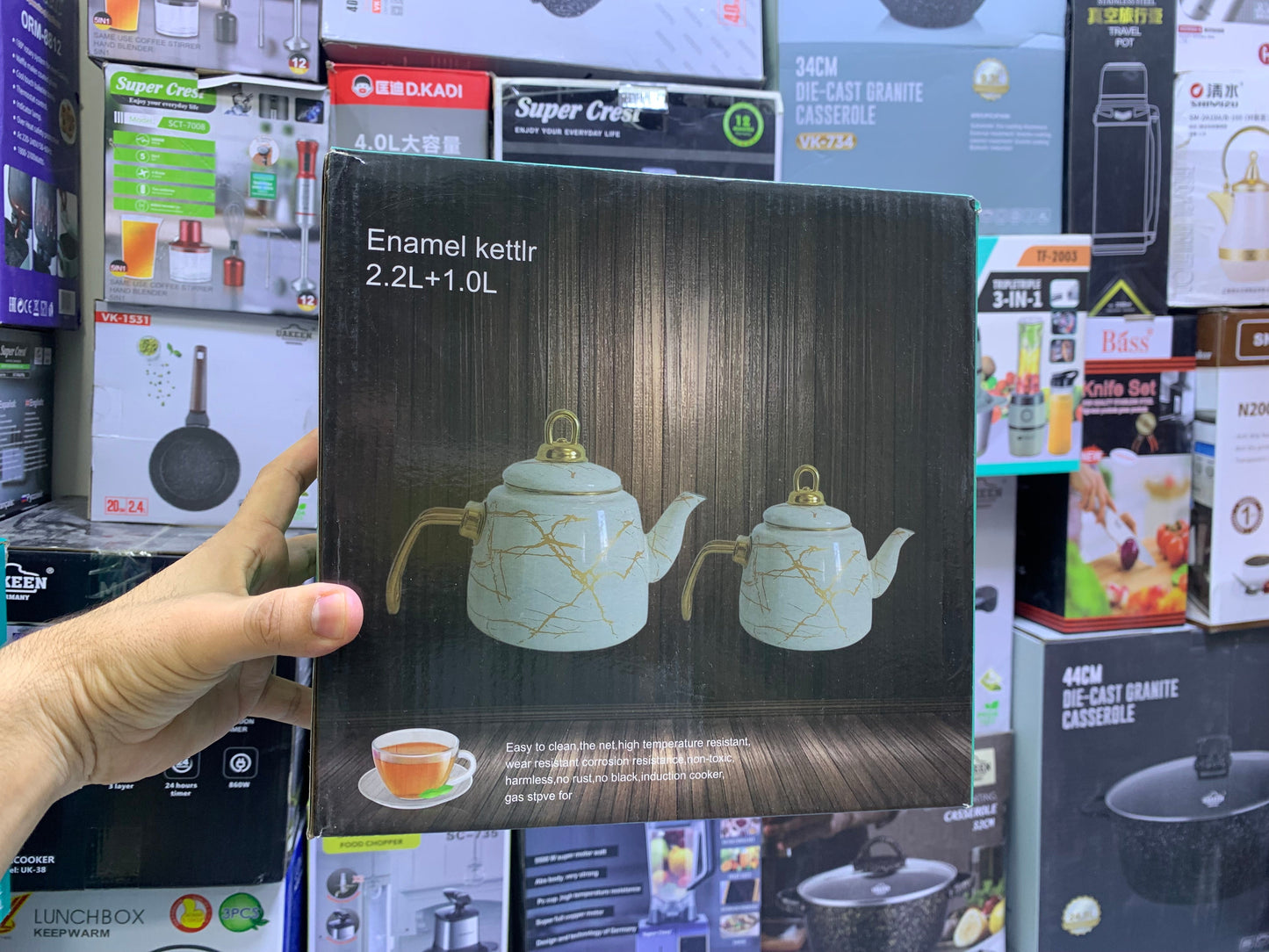 Enamel Coating Stylish Tea Kettles Two Pieces