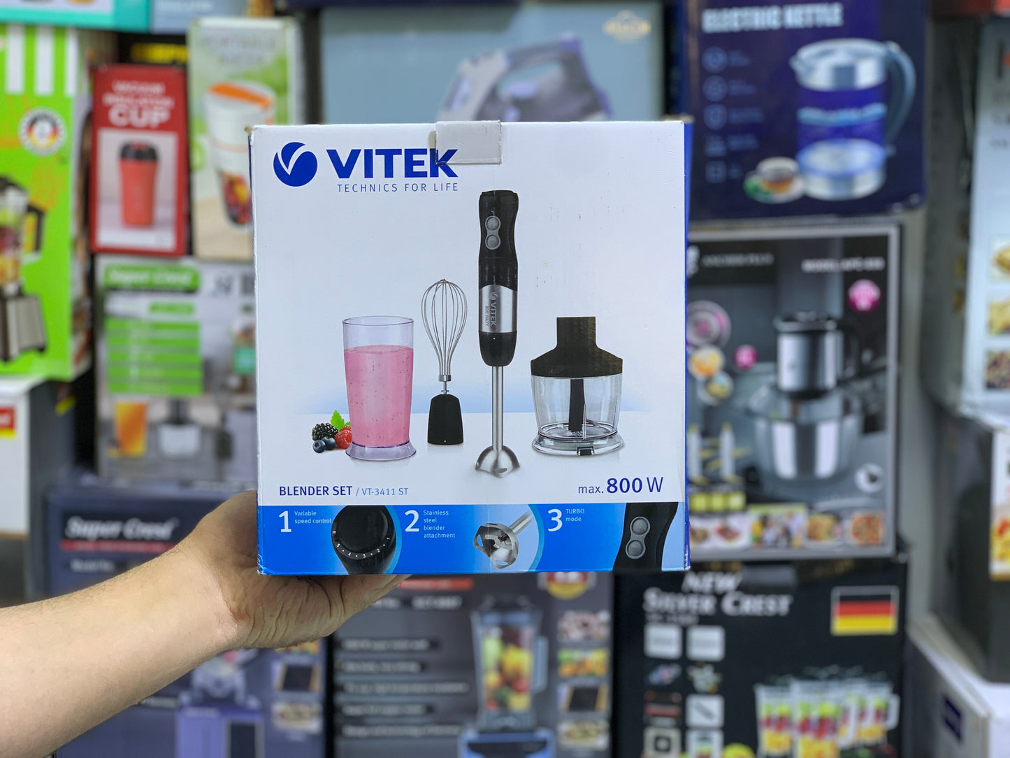 VITEK Blender Set VT-3411 ST – 800W | Stainless Steel Blades | Multi-Purpose Kitchen Tool