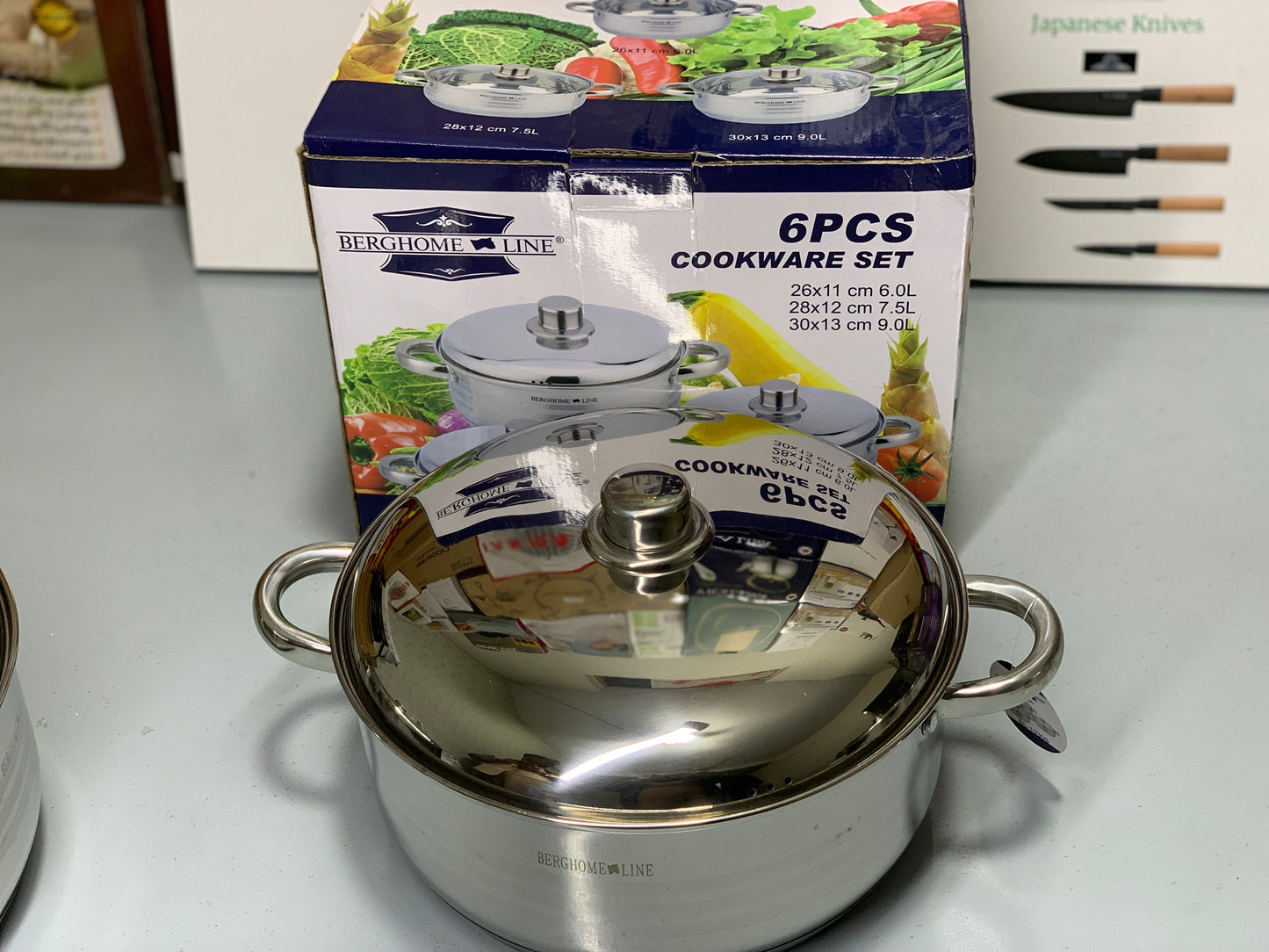 DUBAIZONES™ 6 Pieces Cookware Set Stainless Steel 6L, 7.5L and 9L Casseroles