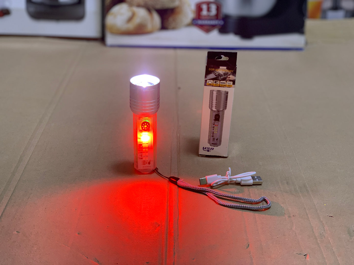 Rechargeable Multi-Function COB LED Flashlight