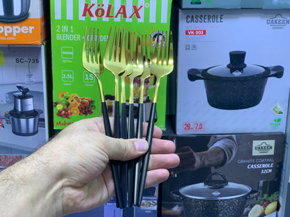 Black and Golden Cutlery Set 24 Pieces