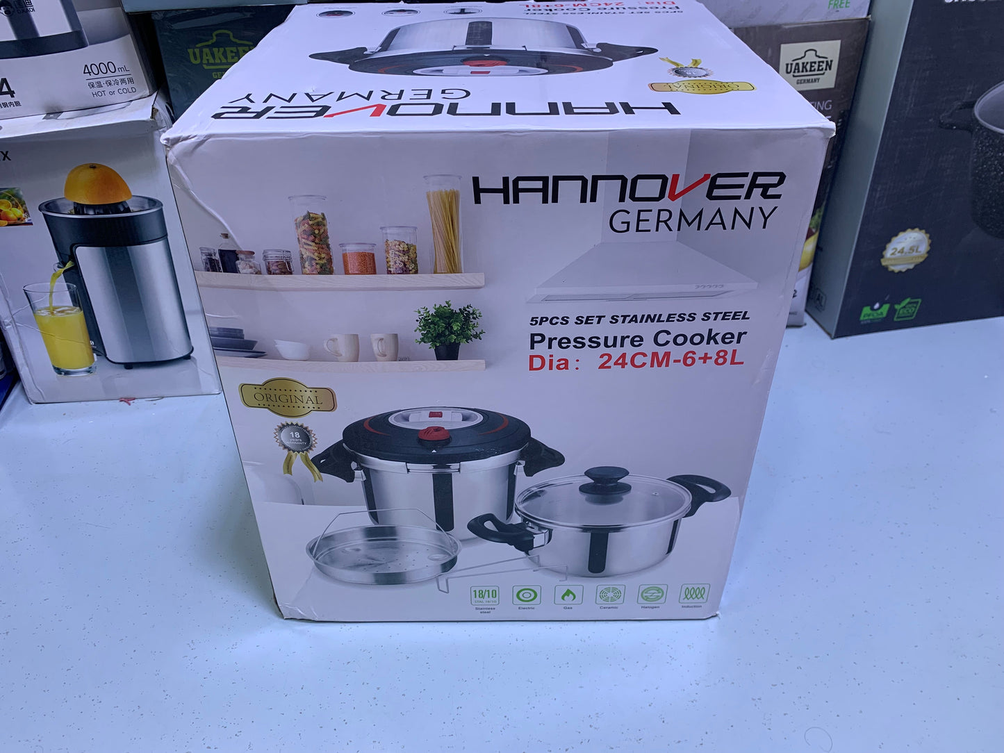 Hannover 3 in 1 18/10 Stainless Steel Pressure Cooker 6L and 8L