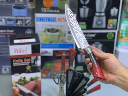 Bass Kitchen Knife Set 8 Pieces with Rotating and Folding Stand