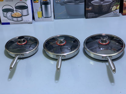 Shallow Frypan with Lid Laser Coating SUS 316