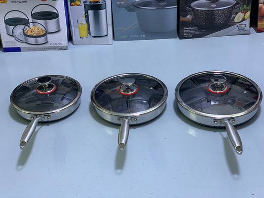 Shallow Frypan with Lid Laser Coating SUS 316