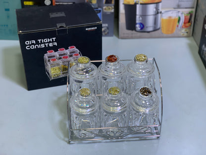 6 Pieces Kitchen Spice Seasoning 🧂 Tanks, Kitchen Storage Organizer, Airtight Storage Jars