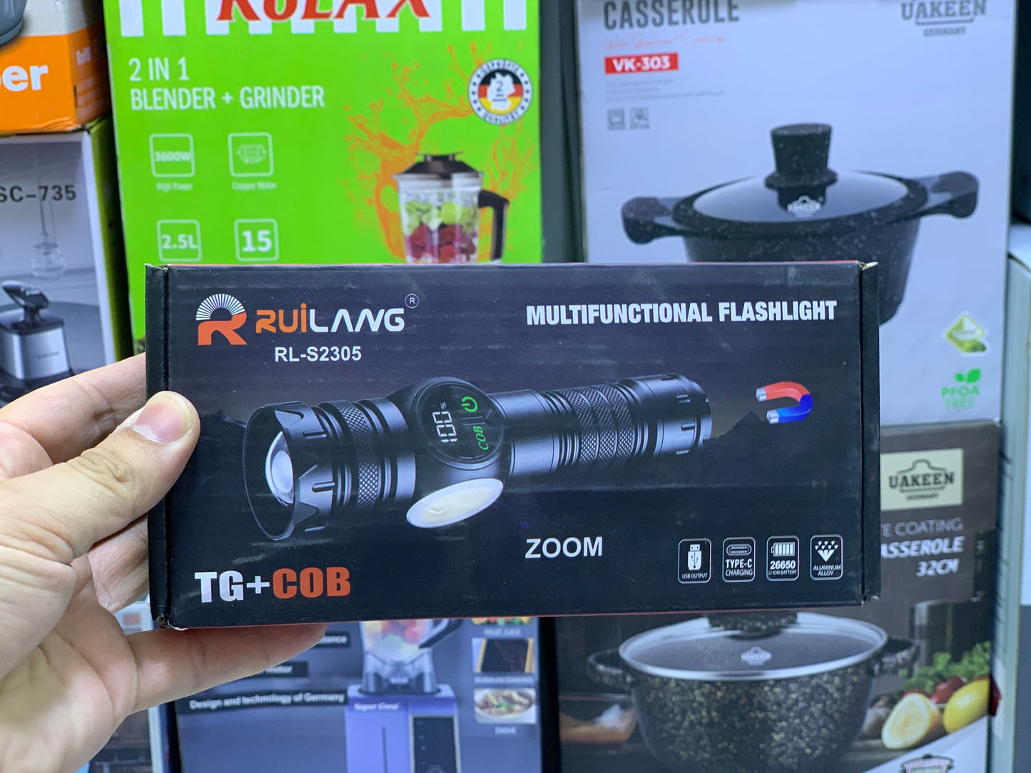 Ruilang TG+COB Multifunctional Flashlight, Outdoor Torch Model: RL-S2305