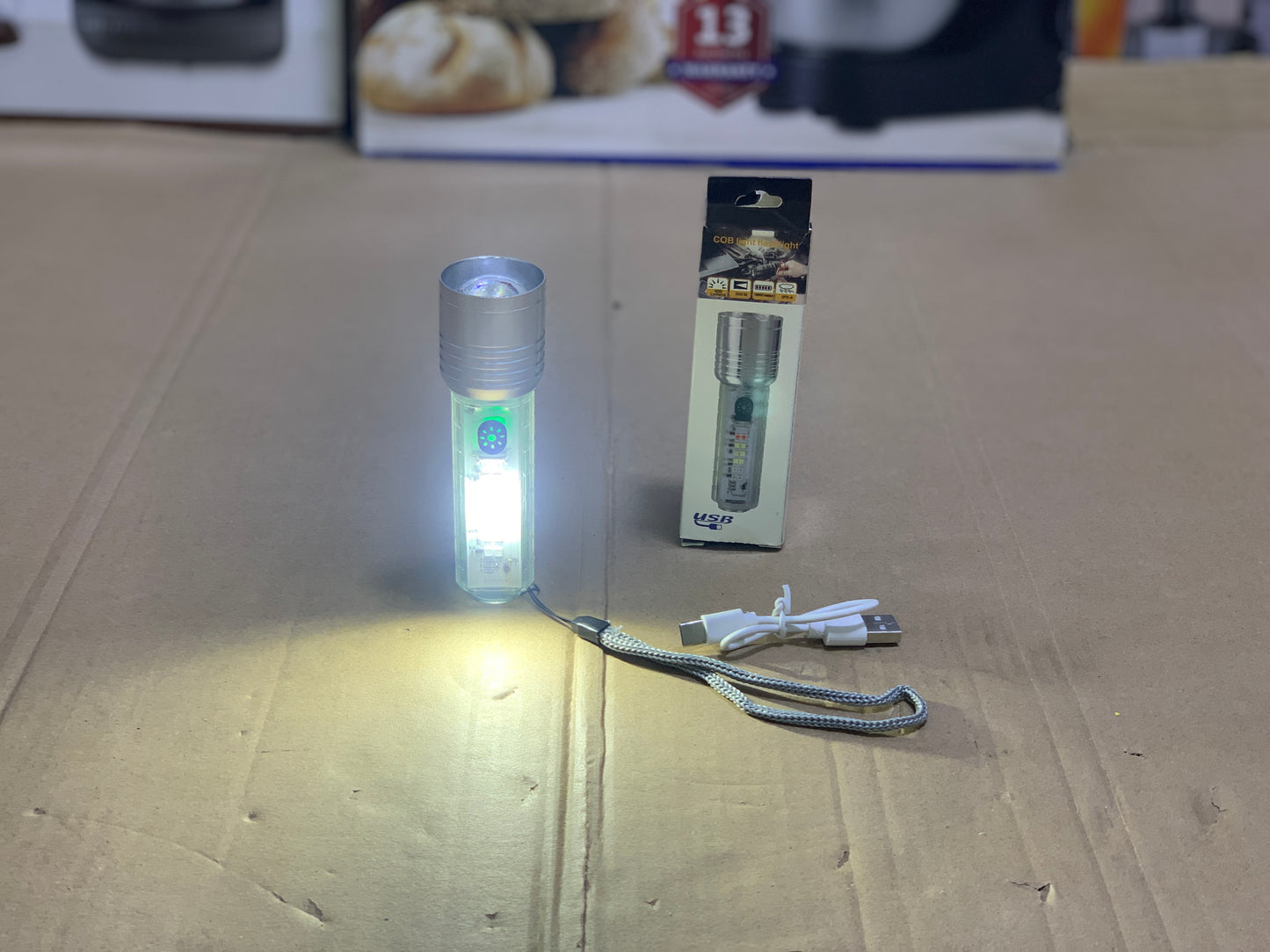 Rechargeable Multi-Function COB LED Flashlight