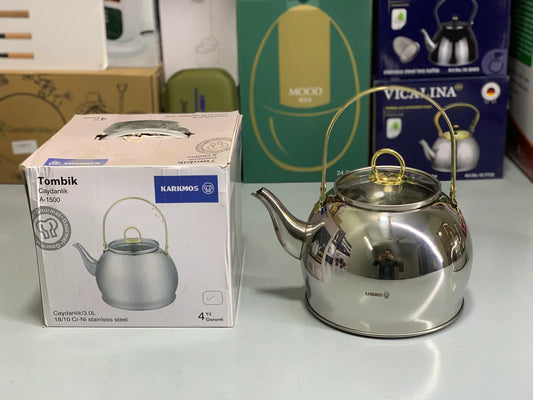 DUBAIZONES™ Karkmos Stainless Steel Kettle with Glass Lid (2.5L & 3L)
