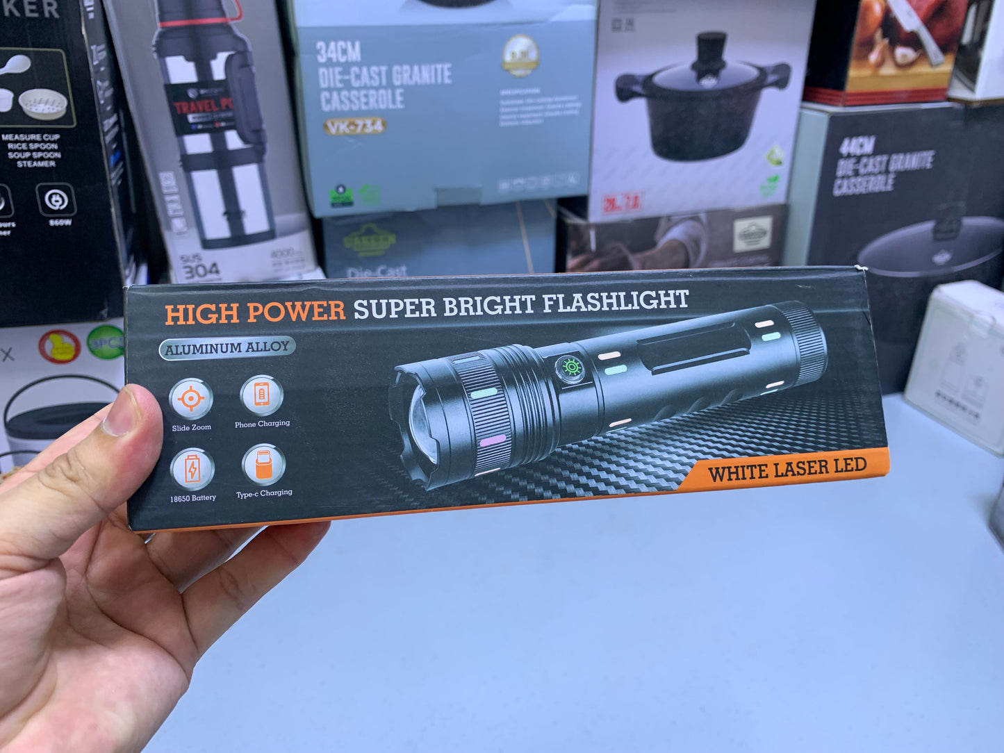High Power Super Bright Flashlight Aluminium Alloy White Laser Light