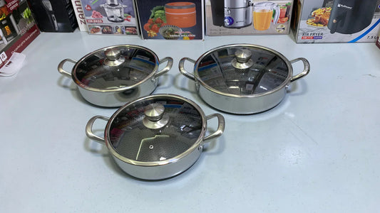 Laser Coating Shallow Casseroles Honeycomb pattern 26cm , 28cm and 30cm