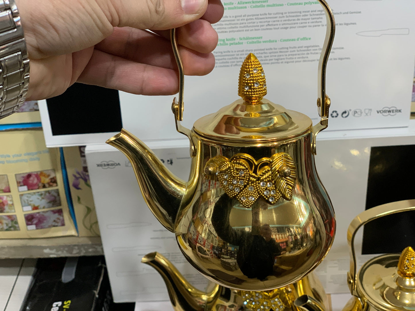 DUBAIZONES™ 3 Pieces Tea Kettles golden