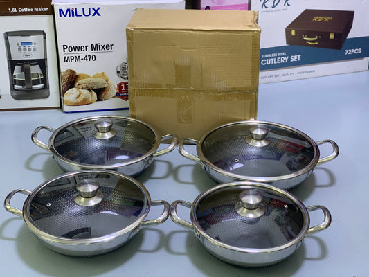 Laser Coating Non Stick Shallow Handi type 4 Pieces Set
