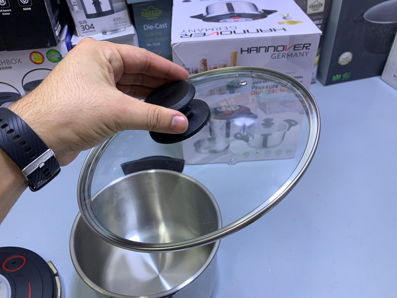 Hannover 3 in 1 18/10 Stainless Steel Pressure Cooker 6L and 8L