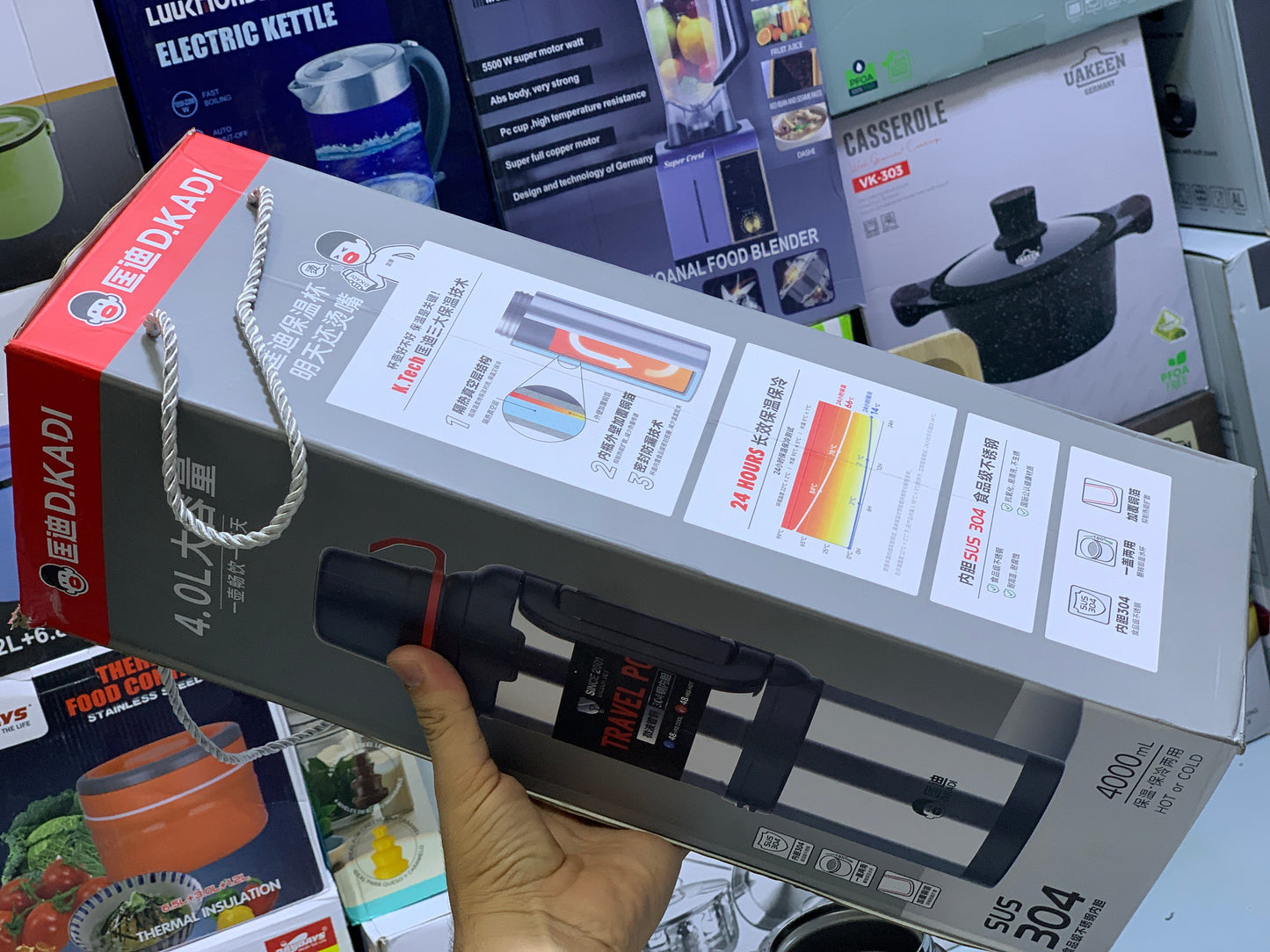 D Kadi Travel Pot Water Bottle 4000ml Stainless Steel SUS 304 Hot and Cool 24 hours