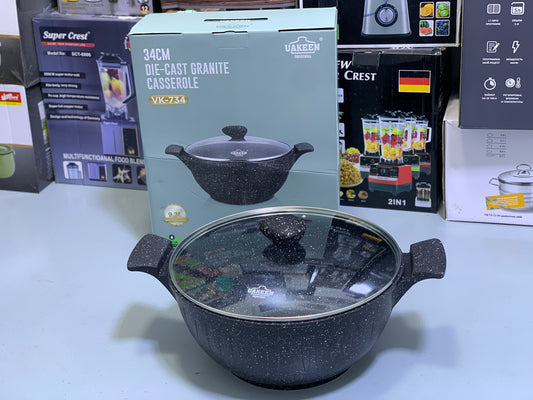 Uakeen Germany 34cm Die-Cast Granite Casserole – Premium Non-Stick Cookware for Modern Kitchens