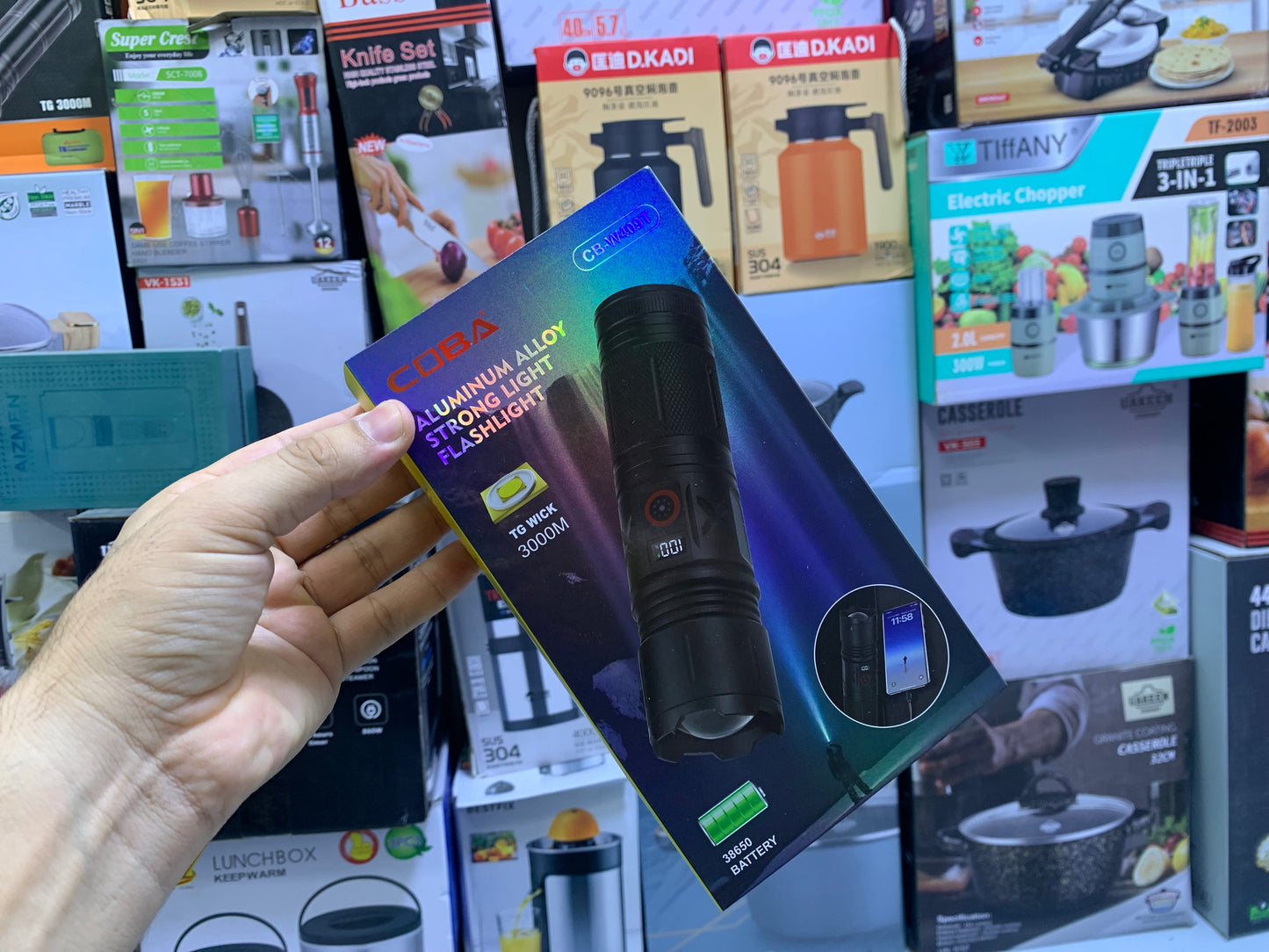 COBA Handheld Torch Model: CB-W409T Rechargeable Flashlight