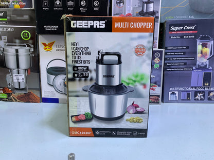 Geepas Multi Chopper 800w and 5L Stainless Steel Double Blades