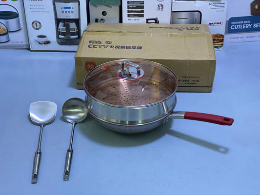 Titanium Material 2 in 1 Frying Pan and Steamer 32cm