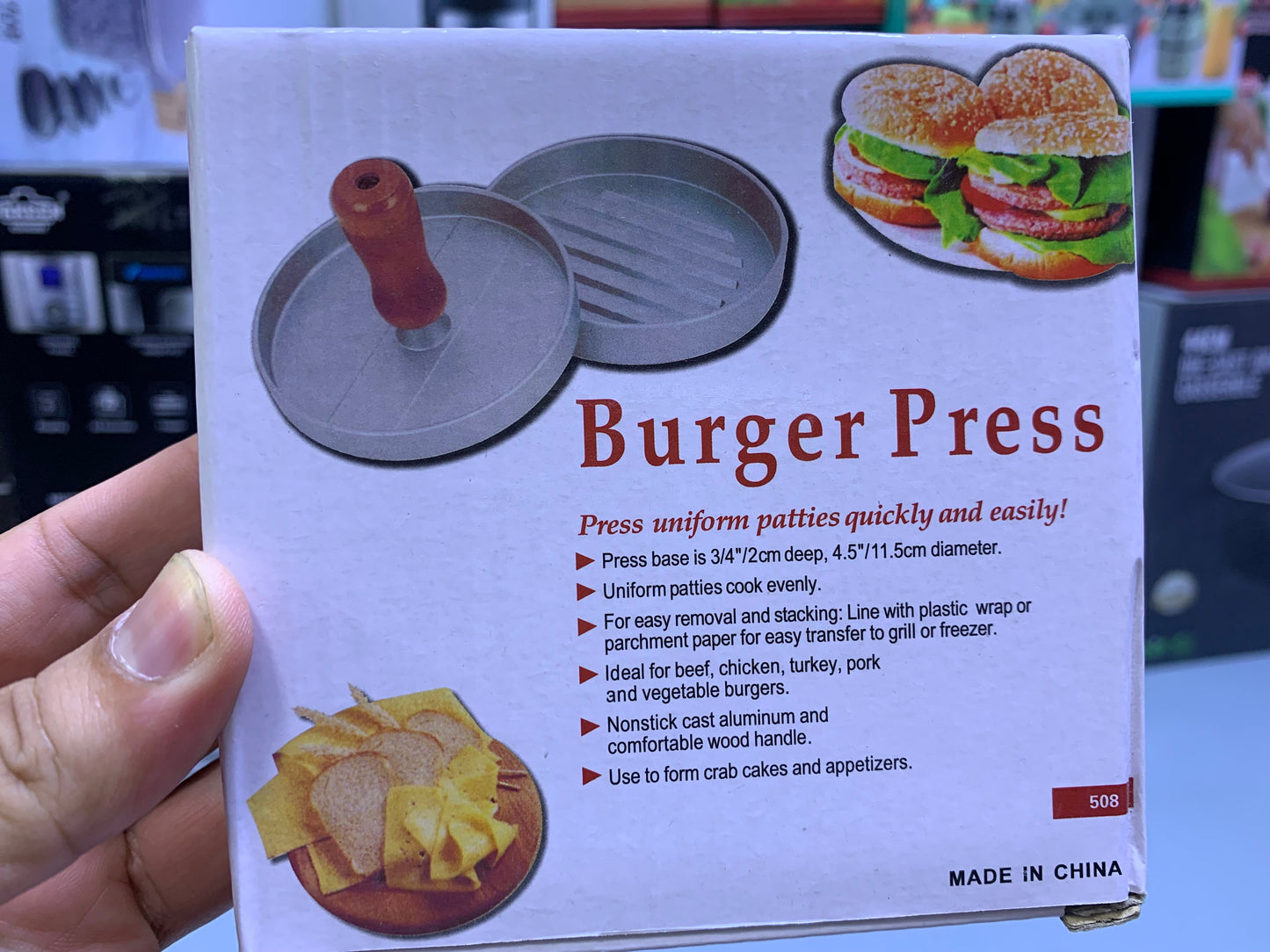 Burger Presser Press Uniform Patties Quickly and Easy Model 508