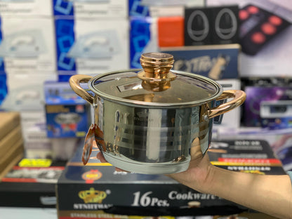 DUBAIZONES™ imported 16 Pieces STNIITHAN Stainless Steel Cookware Set