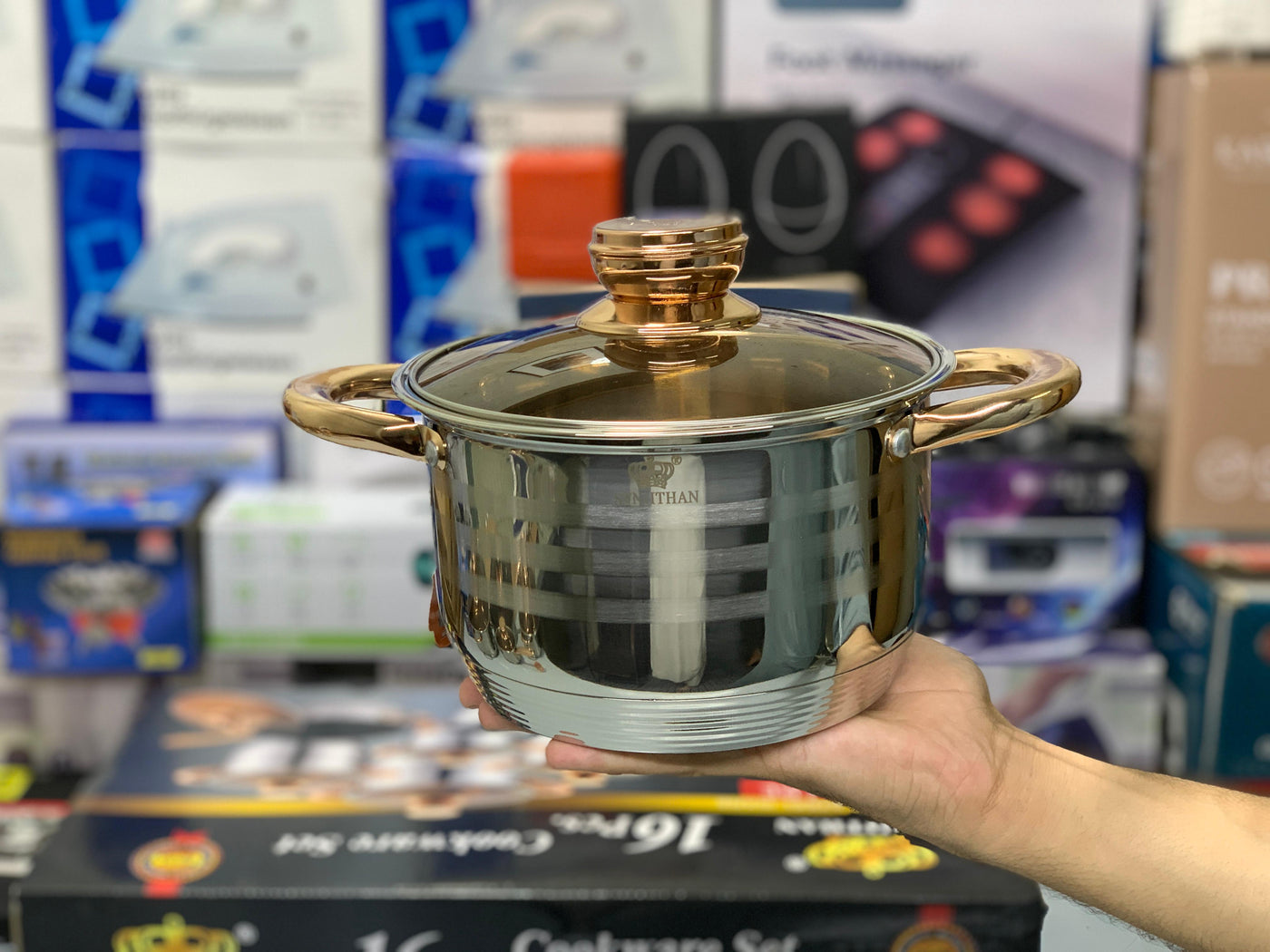 DUBAIZONES™ imported 16 Pieces STNIITHAN Stainless Steel Cookware Set ...
