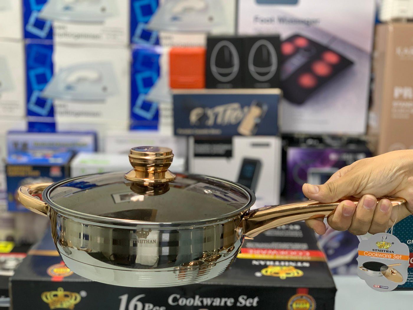 DUBAIZONES™ imported 16 Pieces STNIITHAN Stainless Steel Cookware Set ...