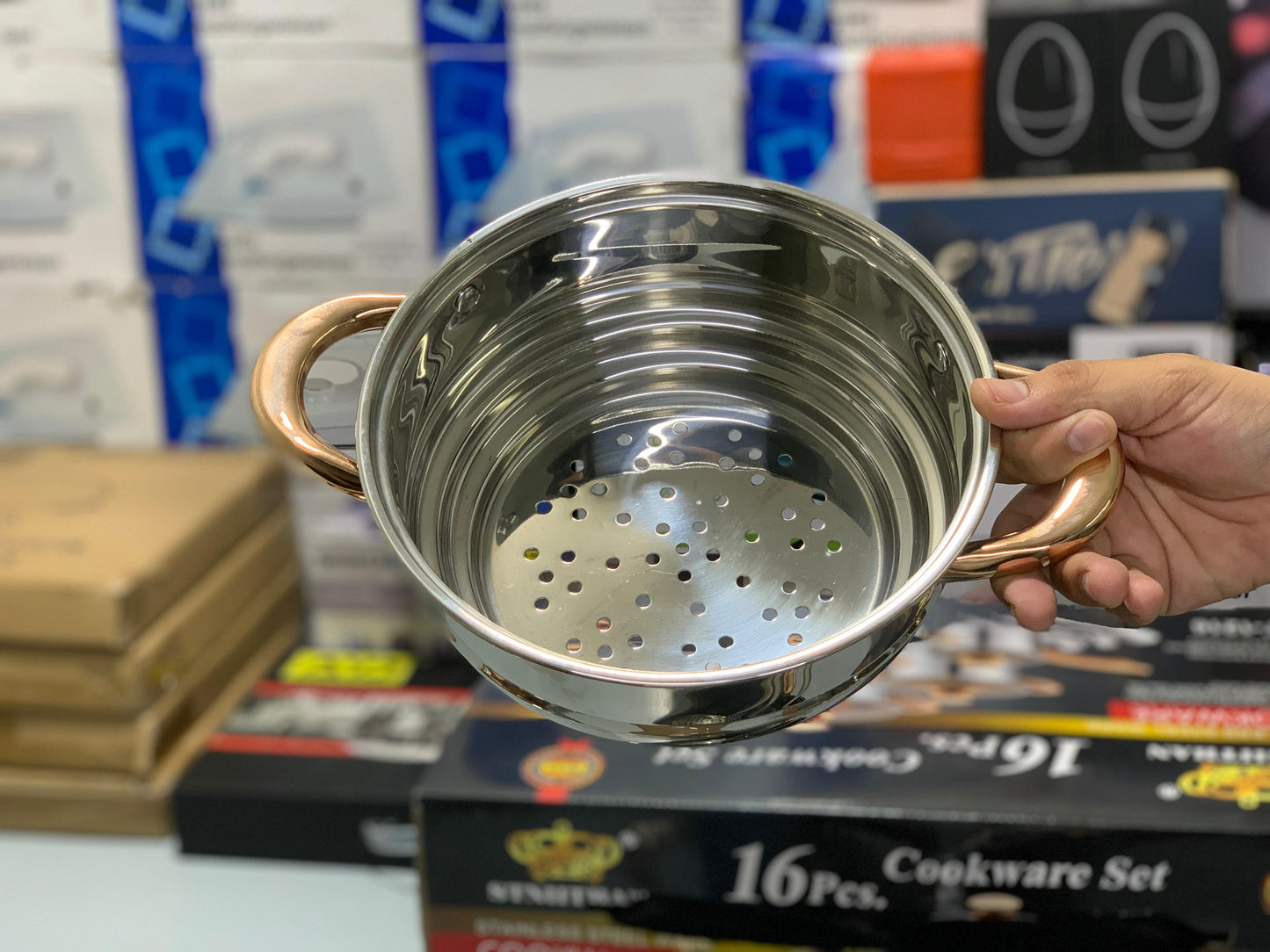 DUBAIZONES™ imported 16 Pieces STNIITHAN Stainless Steel Cookware Set