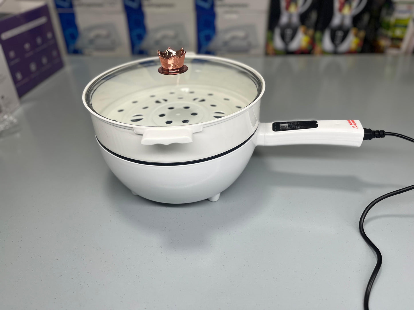 DUBAIZONES™ Japan Lot Imported 2-1 Electric Cooker Pan with Steamer - 4L Capacity, 1500W