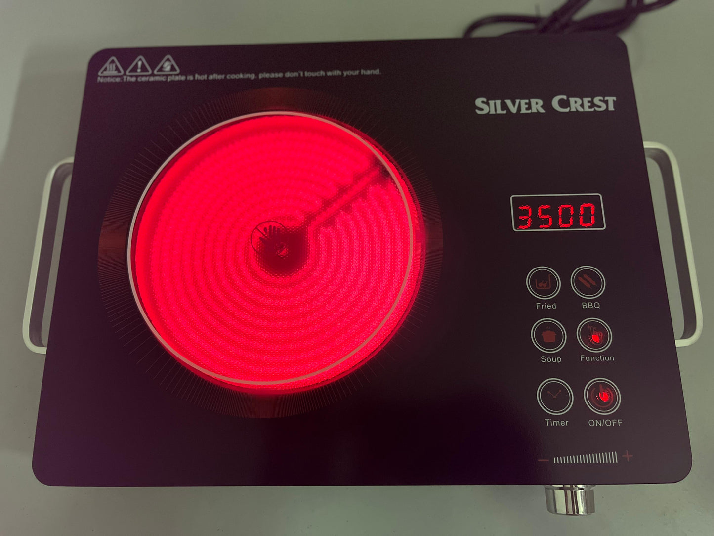DUBAIZONES™Silver Crest Imported Infrared Electric Stove – 3500W, Touch Control, Universal Cookware Compatibility