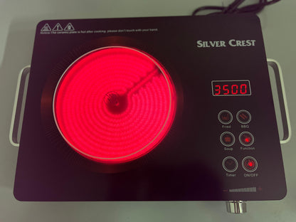 DUBAIZONES™Silver Crest Imported Infrared Electric Stove – 3500W, Touch Control, Universal Cookware Compatibility