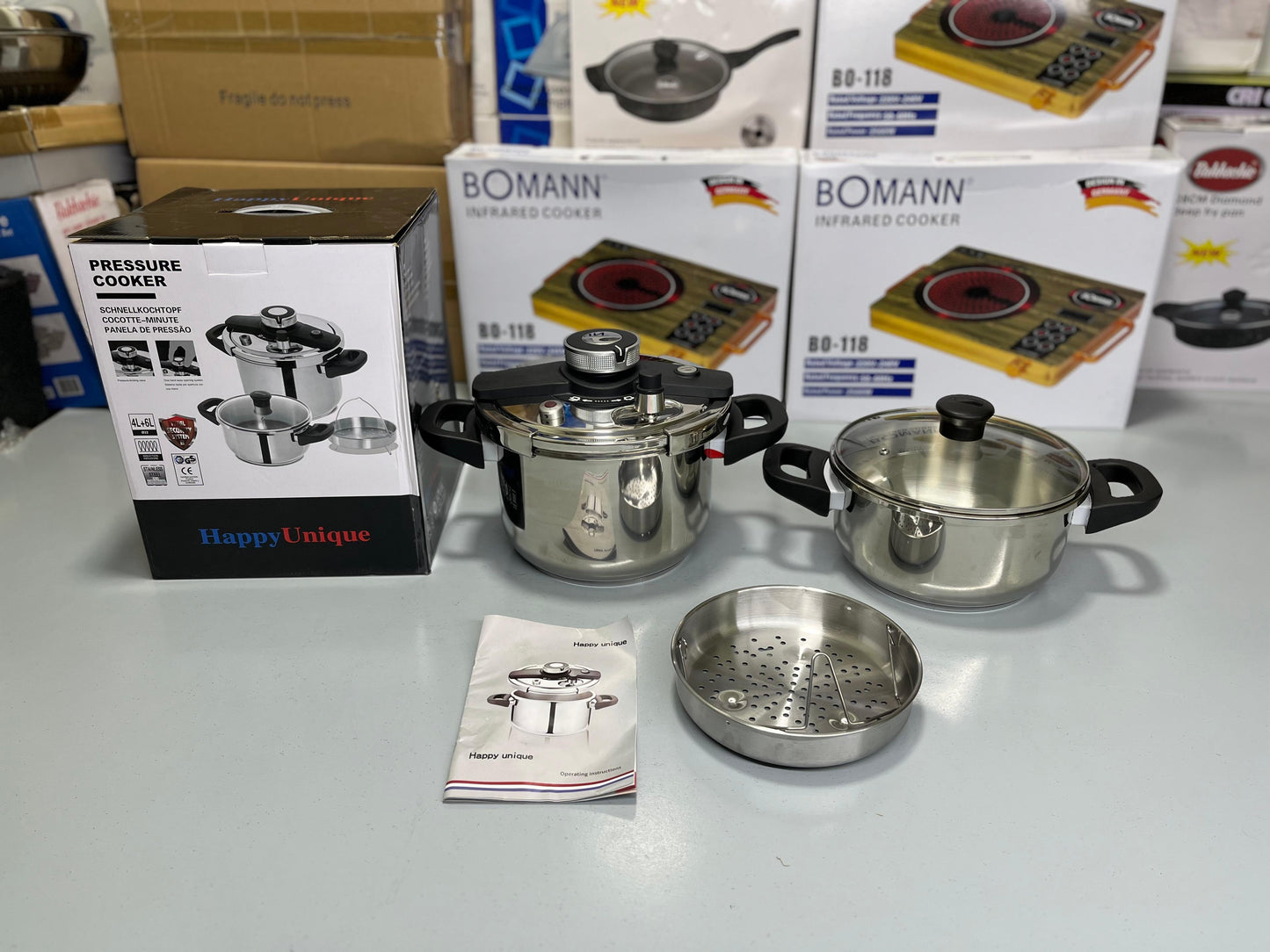 DUBAIZONES™ 3 in 1 Pressure Cooker 6L & 4L