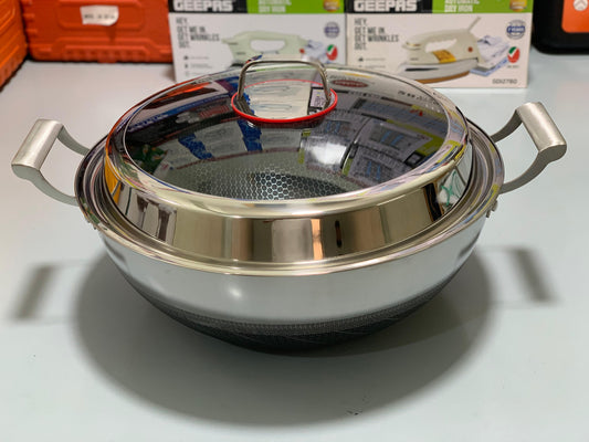 DUBAIZONES™ HoneyComb Laser Coating deep karahi/Handi , Stainless Steel