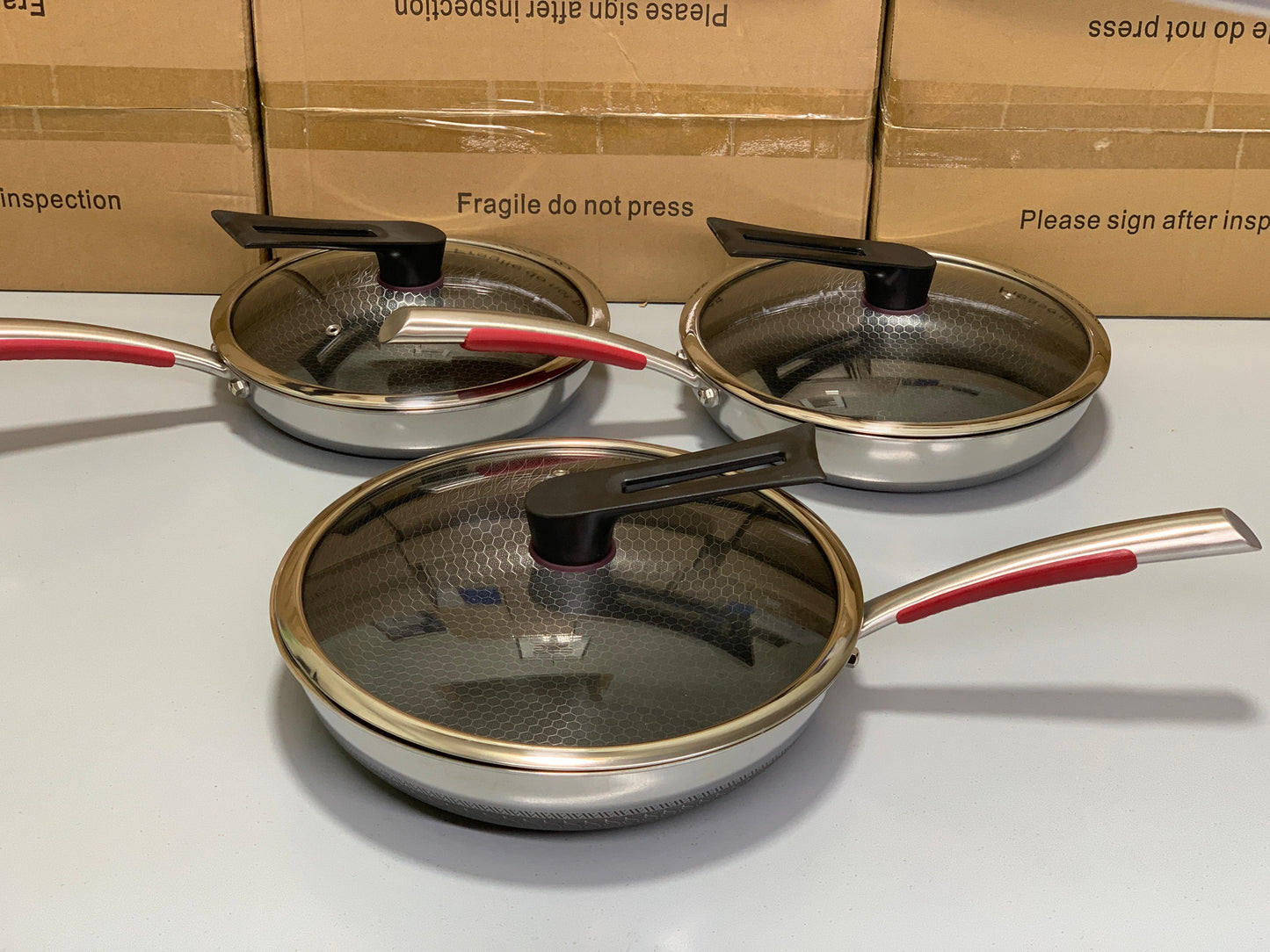 DUBAIZONES™ HoneyComb Double Laser Coating SHALLOW Frying Pan